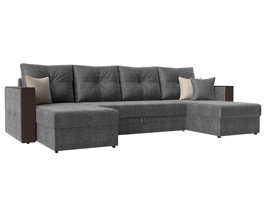 П-образный диван Валенсия (серый\бежевый цвет)