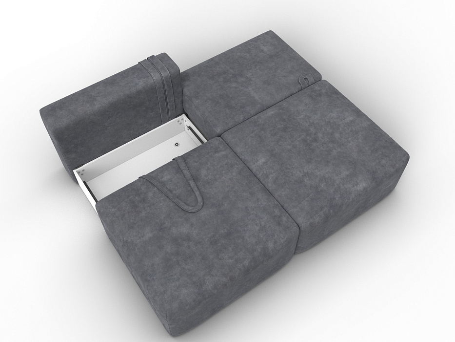 Диван прямой модульный Лига-060 НПБ (brut 16 темно-серый)