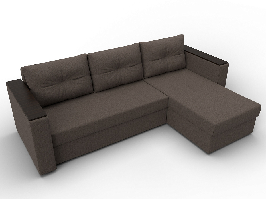 Диван угловой Атланта без стола универсальный угол (амур 05 коричневый)