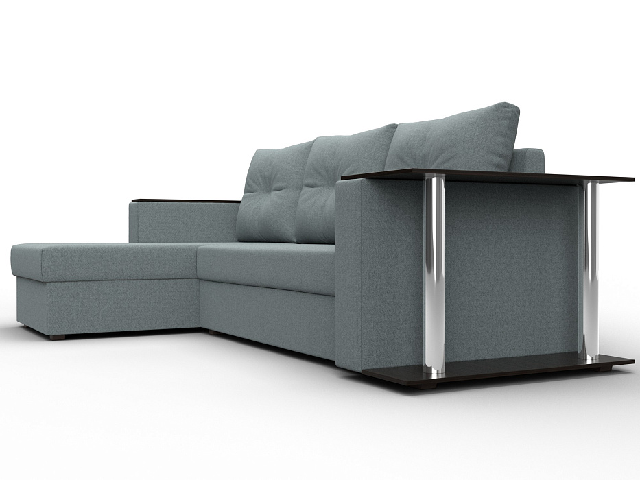 Диван угловой Атланта со столом левый угол (амур 07 серый)