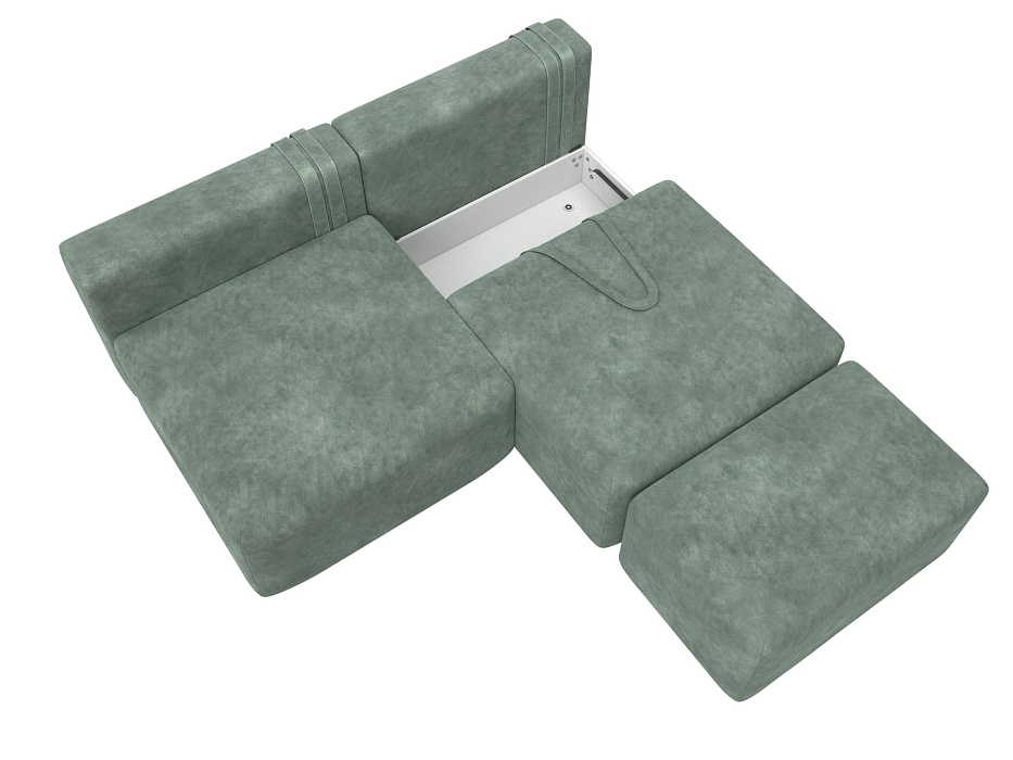 Диван прямой модульный с пуфом Лига-060 НПБ (brut 08 зеленый)