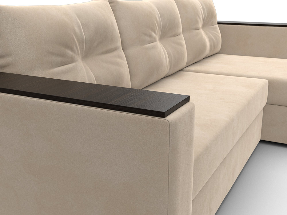 Диван угловой Атланта без стола универсальный угол (seven 729 бежевый)