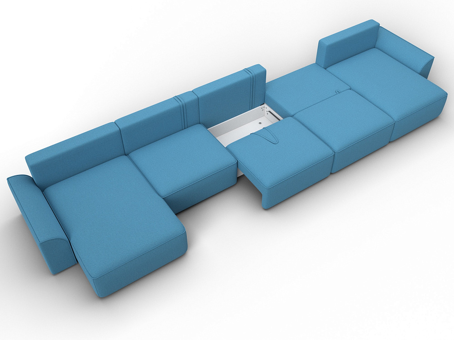 Диван П-образный Лига-048 НПБ МегаЛонг (амур 10 голубой)