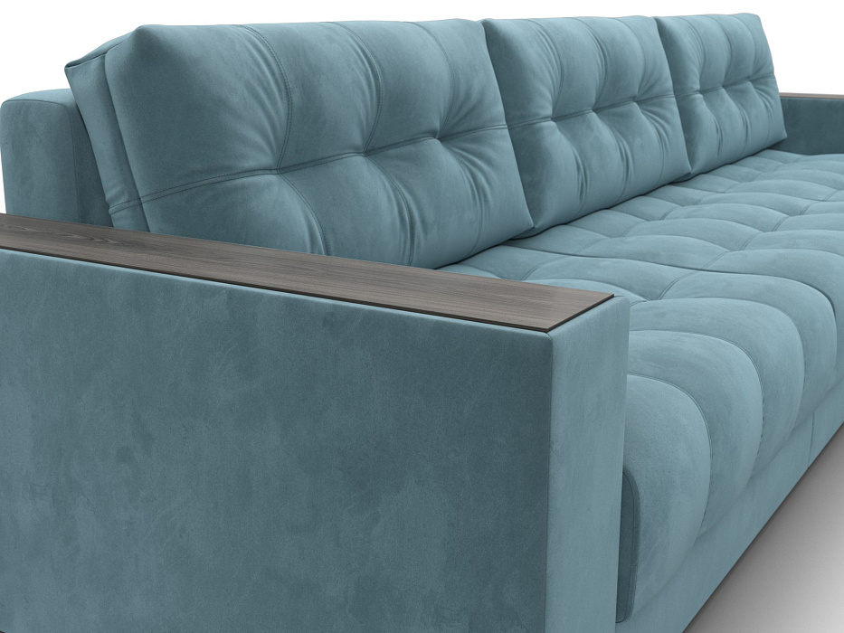 Диван угловой с декором Лига-049 НПБ Лонг (seven 113 бирюзовый)
