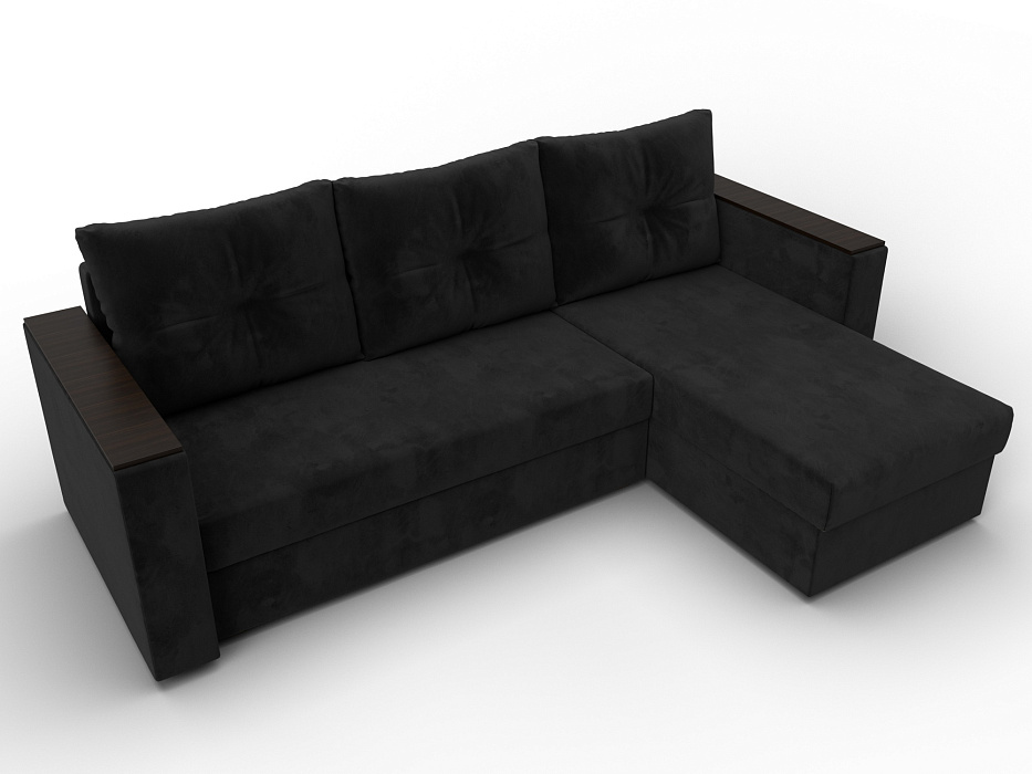 Диван угловой Атланта без стола универсальный угол (seven 35 черный)