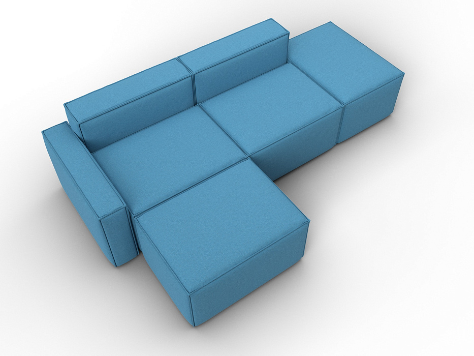 Диван угловой модульный Лига-063 угол левый (амур 10 голубой)