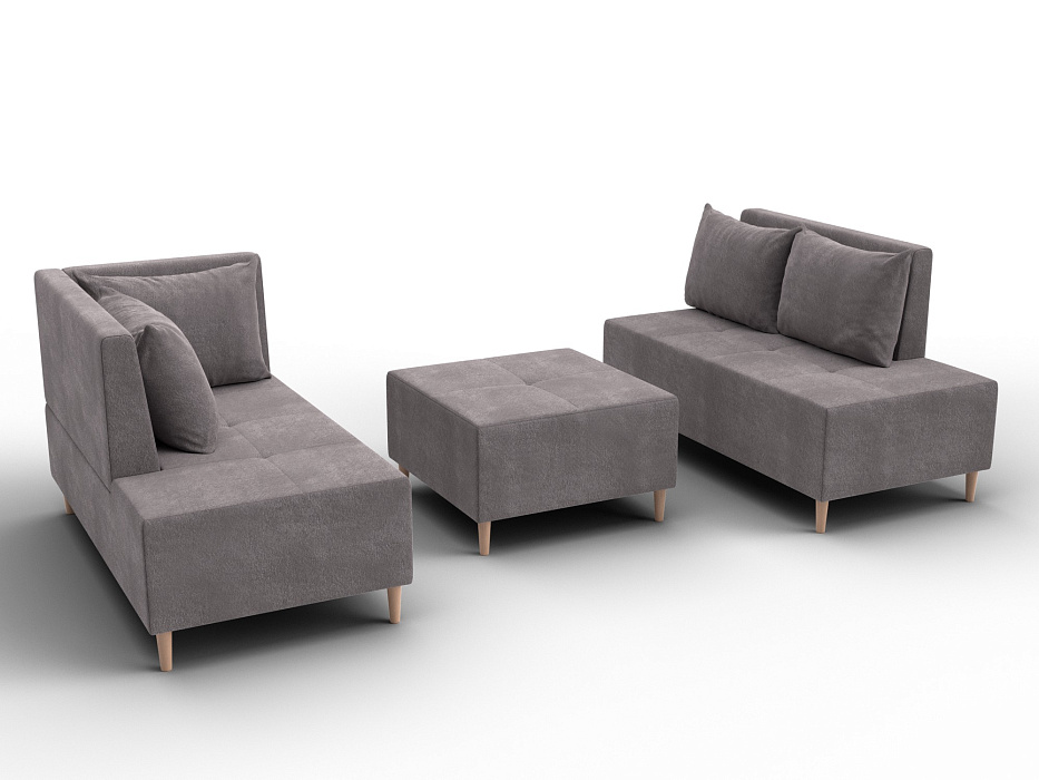 Диван угловой модульный с пуфом Лига-126 угол левый (laim 04 бежевый)