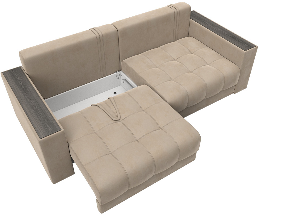 Диван прямой с декором Лига-049 НПБ (seven 729 бежевый)