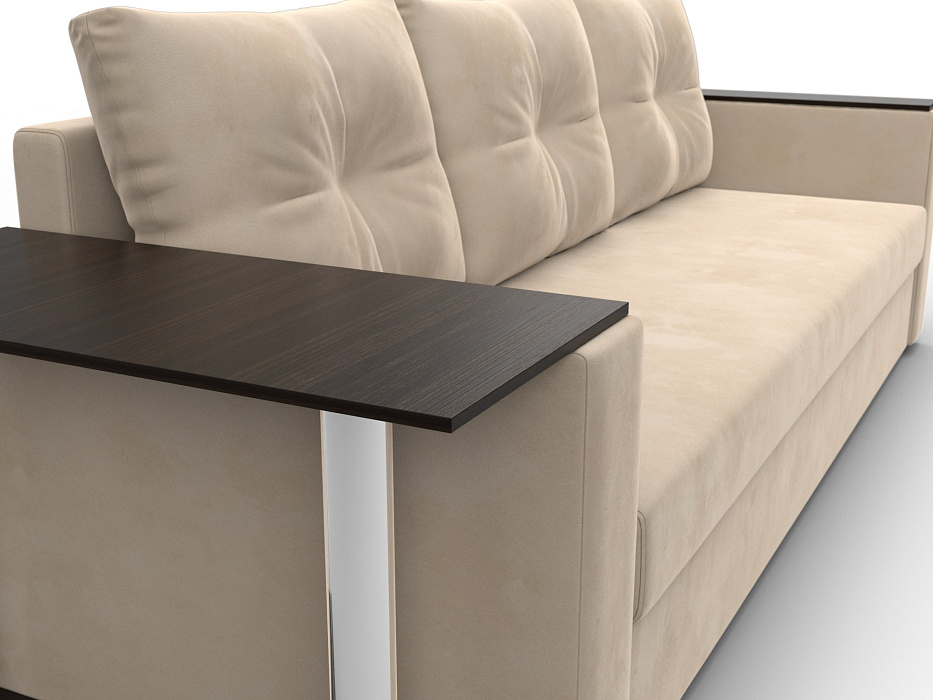 Диван прямой Атланта со столом слева (seven 729 бежевый)