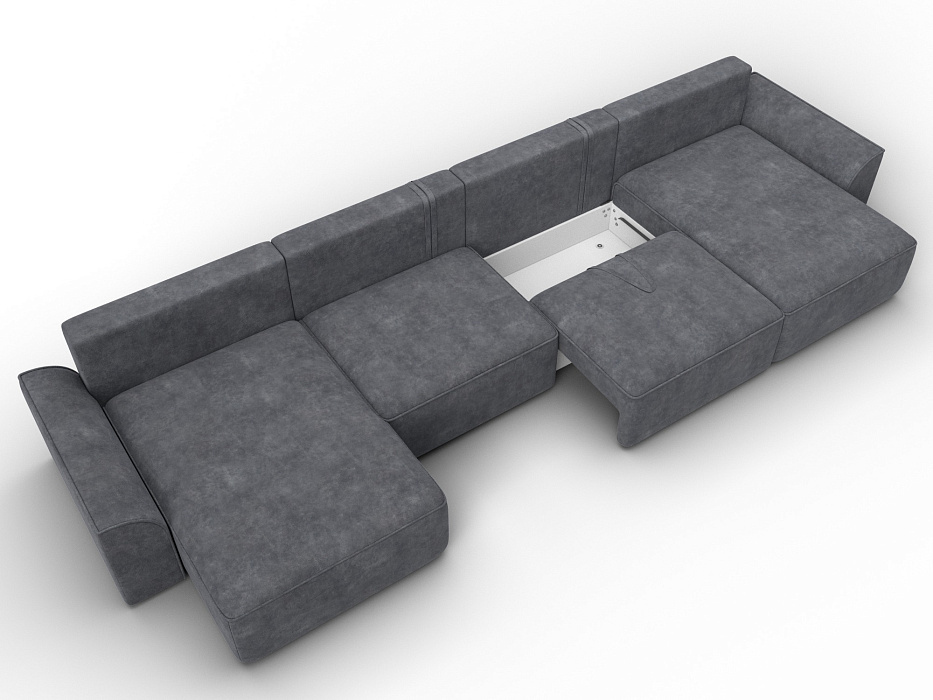 Диван П-образный Лига-048 НПБ лонг (brut 16 темно-серый)