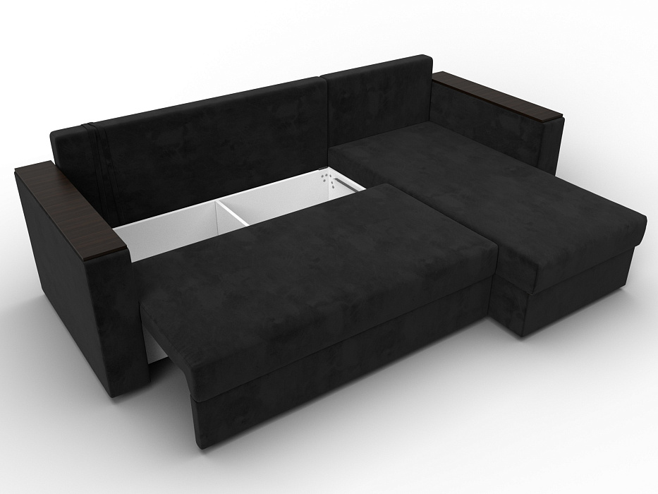 Диван угловой Атланта без стола универсальный угол (seven 35 черный)
