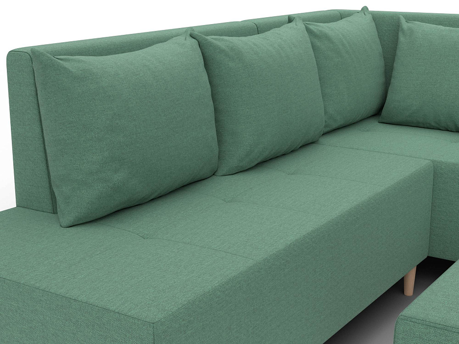 Диван угловой модульный с пуфом Лига-126 угол правый (амур 11 зеленый)