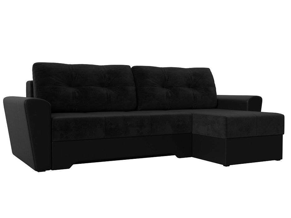 Угловой диван Амстердам правый угол (черный\черный цвет)