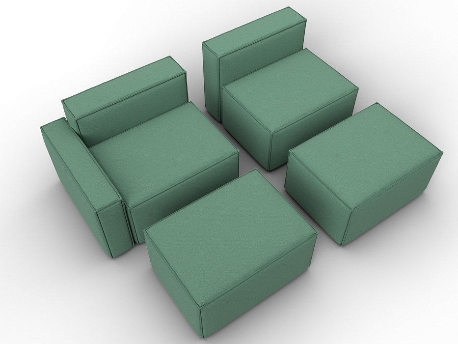 Диван угловой модульный Лига-063 угол левый (амур 11 зеленый)