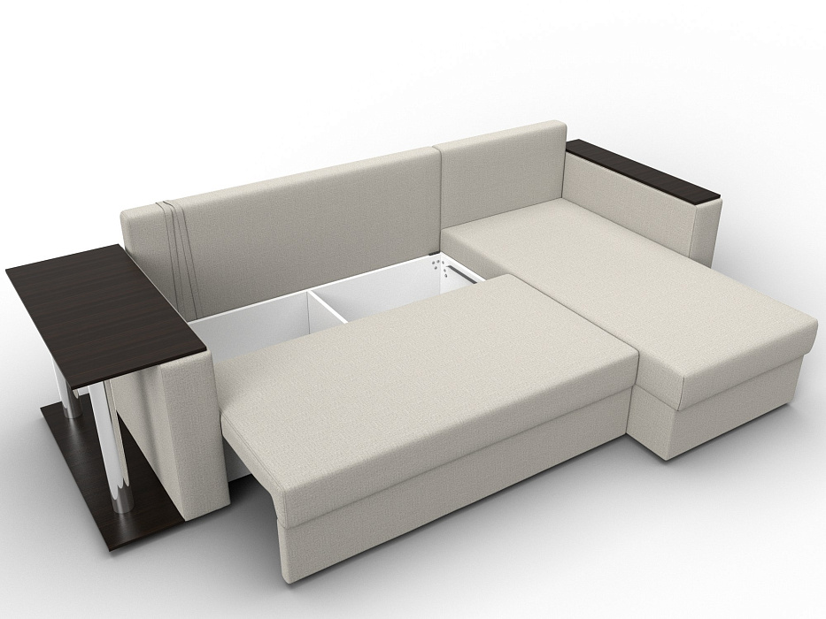 Диван угловой Атланта со столом правый угол (амур 02 бежевый)