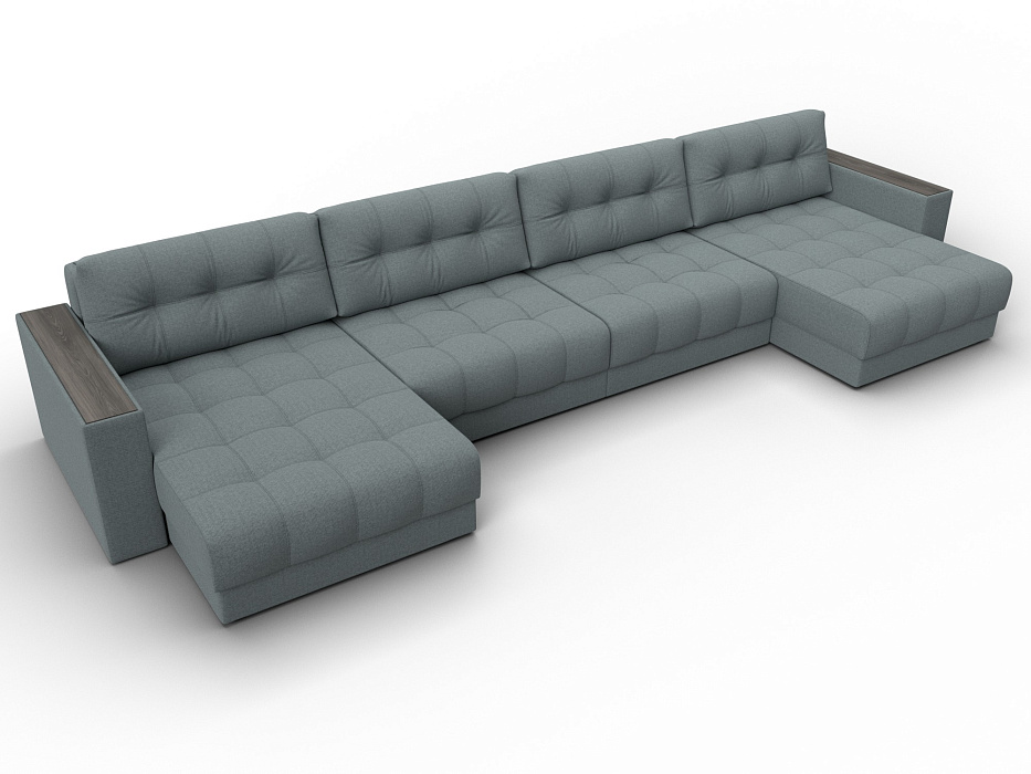 Диван П-образный с декором Лига-049 НПБ Лонг (амур 07 серый)