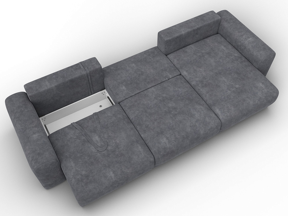 Диван угловой Лига-056 НПБ Лонг угол универсальный (brut 16 темно-серый)