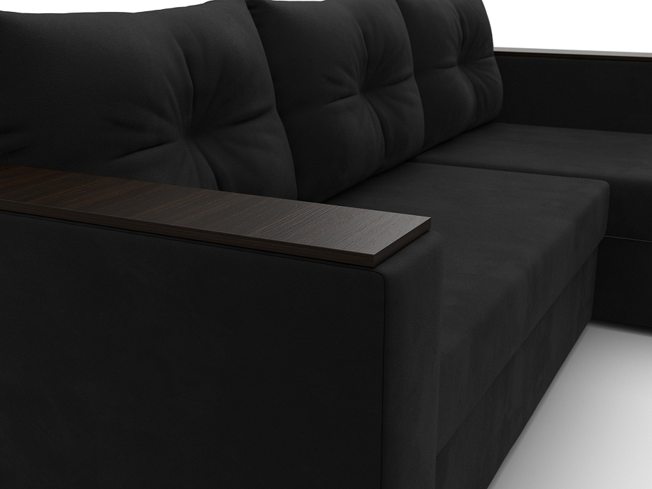 Диван угловой Атланта без стола универсальный угол (черный)