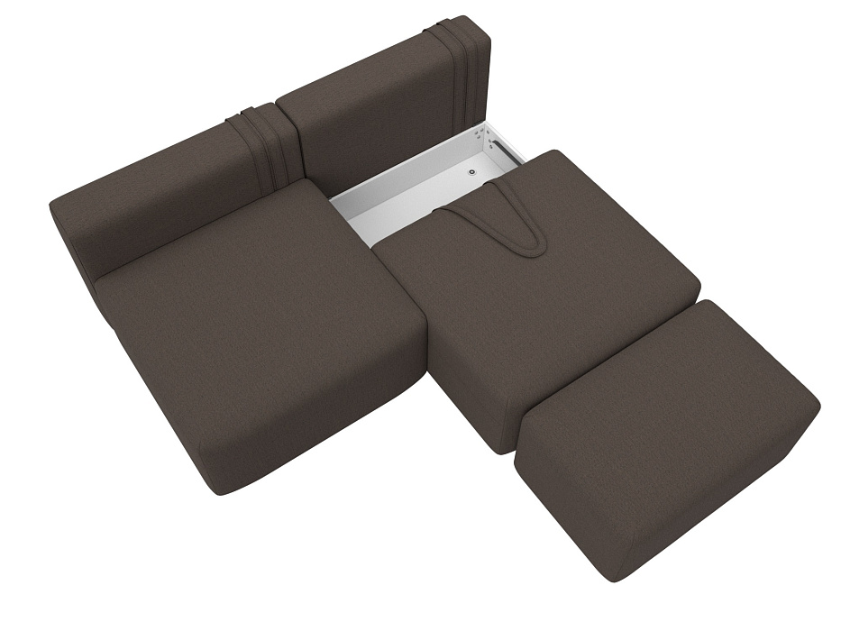 Диван прямой модульный с пуфом Лига-060 НПБ (амур 05 коричневый)