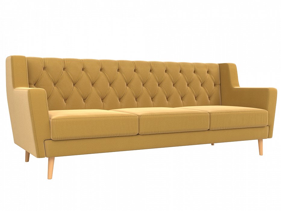 Прямой диван Брайтон 3 Люкс (желтый цвет)