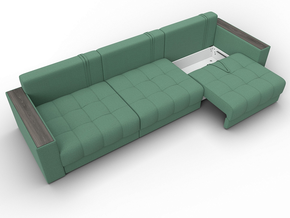 Диван прямой с декором Лига-049 НПБ Лонг (амур 11 зеленый)