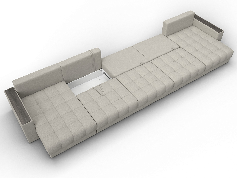 Диван П-образный с декором Лига-049 НПБ Мегалонг (амур 02 бежевый)