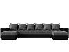 П-образный диван Дубай полки слева (серый\черный цвет)