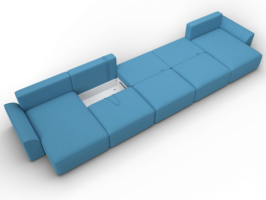 Диван П-образный Лига-048 НПБ МегаЛонг (амур 10 голубой)
