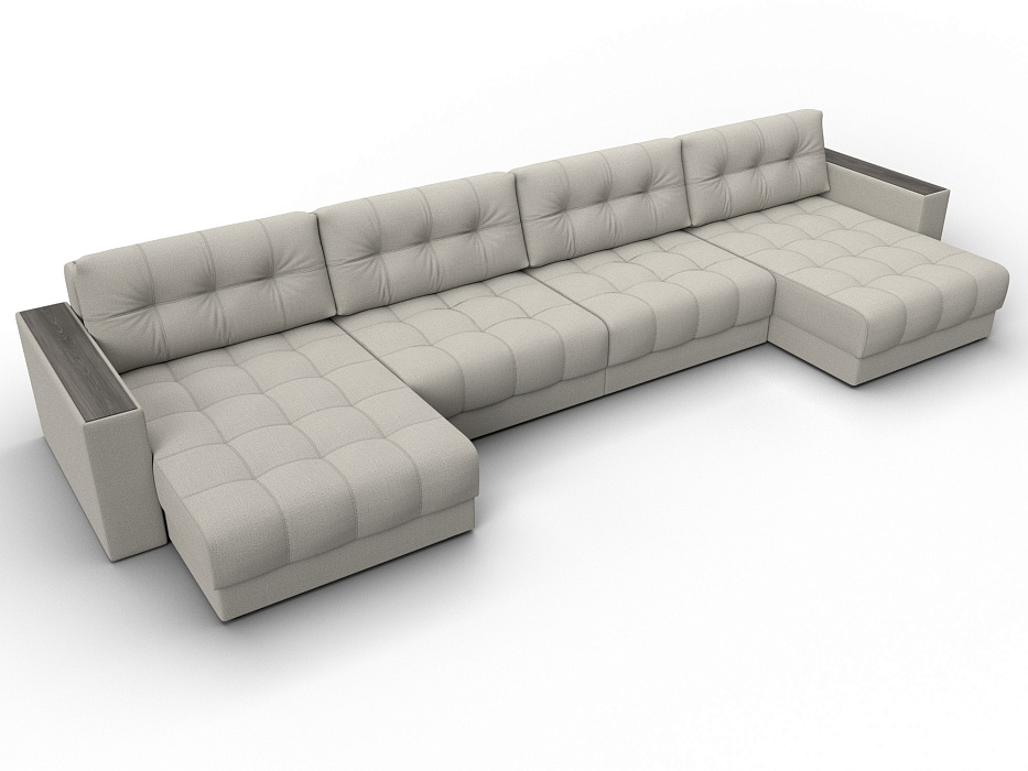 Диван П-образный с декором Лига-049 НПБ Лонг (амур 02 бежевый)