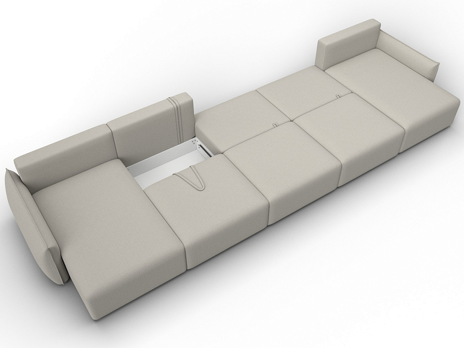 Диван П-образный Лига-051 НПБ МегаЛонг (амур 02 бежевый)