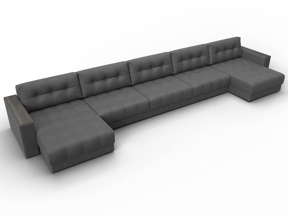 Диван П-образный с декором Лига-049 НПБ Мегалонг (joly 13 серый)