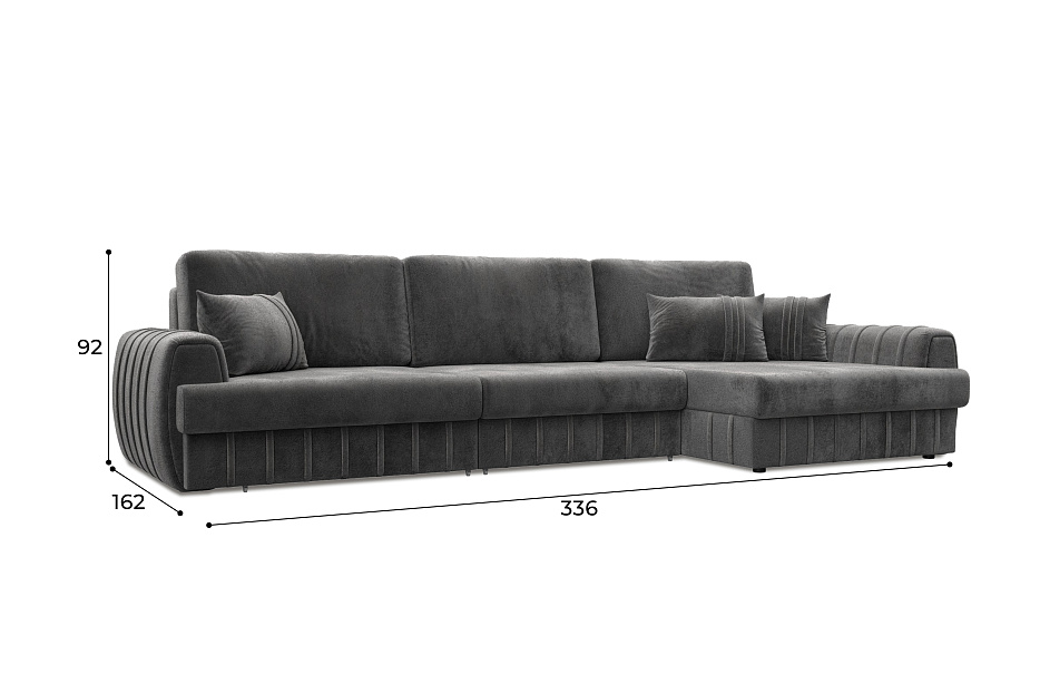 Диван угловой Лига-057 НПБ Лонг угол левый (tower 10 серый)