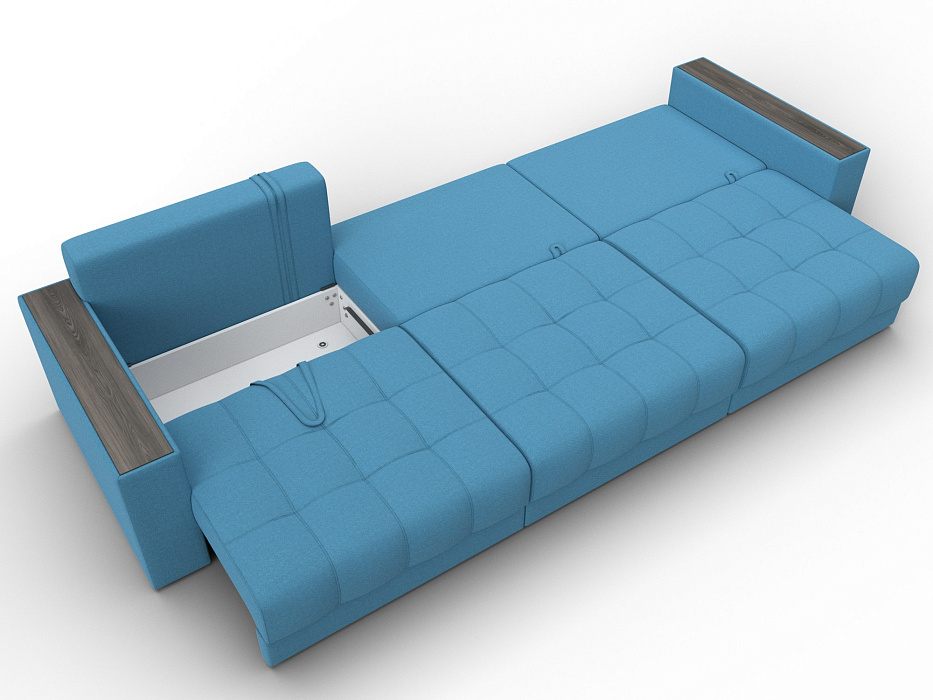 Диван прямой с декором Лига-049 НПБ Лонг (амур 10 голубой)