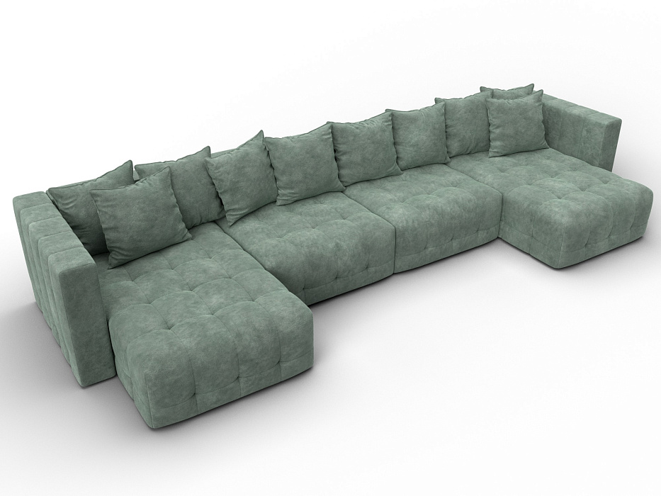 Диван П-образный Лига-052 НПБ Лонг (brut 08 зеленый)