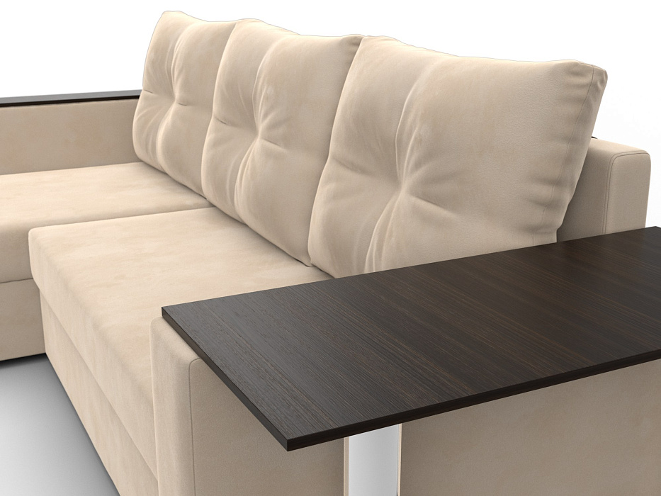 Диван угловой Атланта со столом левый угол (seven 729 бежевый)