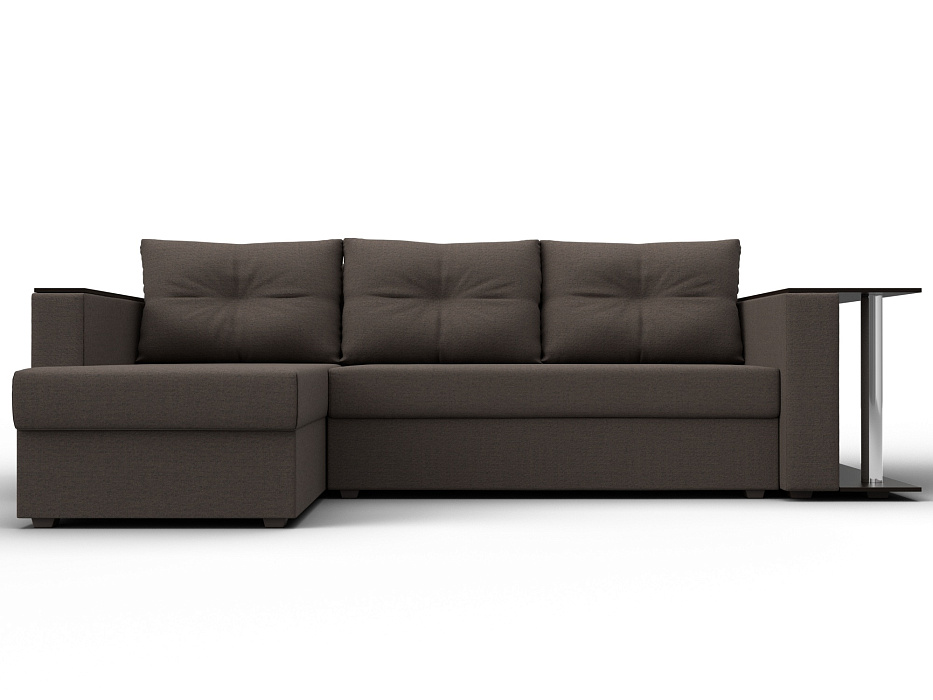 Диван угловой Атланта со столом левый угол (амур 05 коричневый)