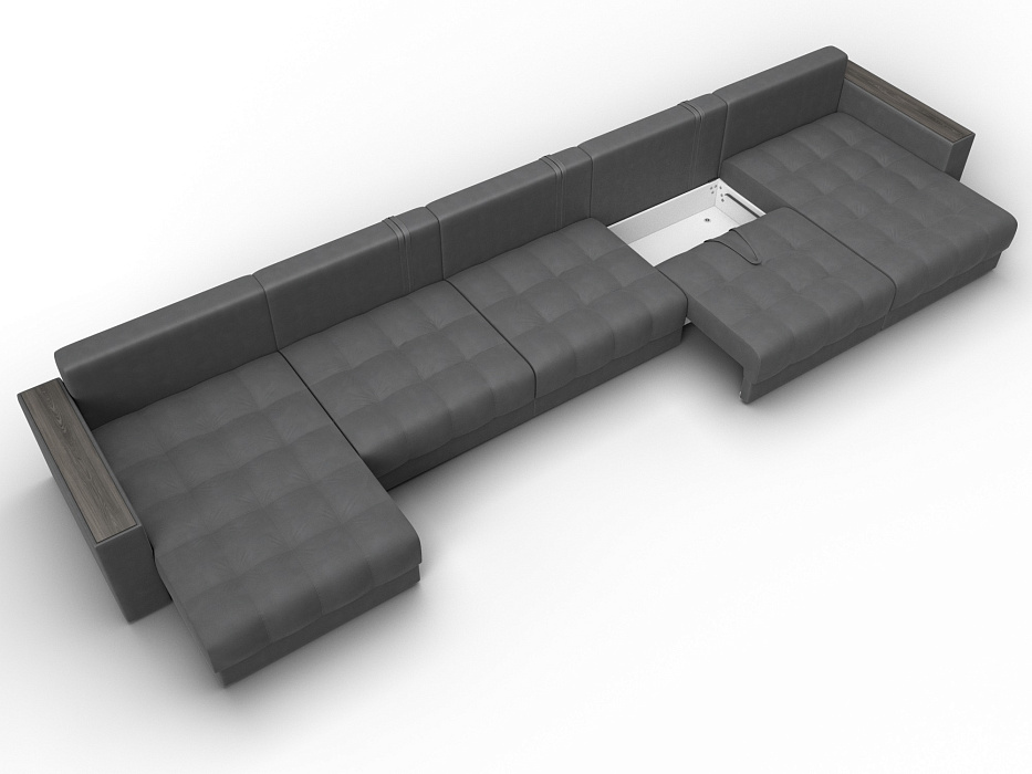 Диван П-образный с декором Лига-049 НПБ Мегалонг (joly 13 серый)