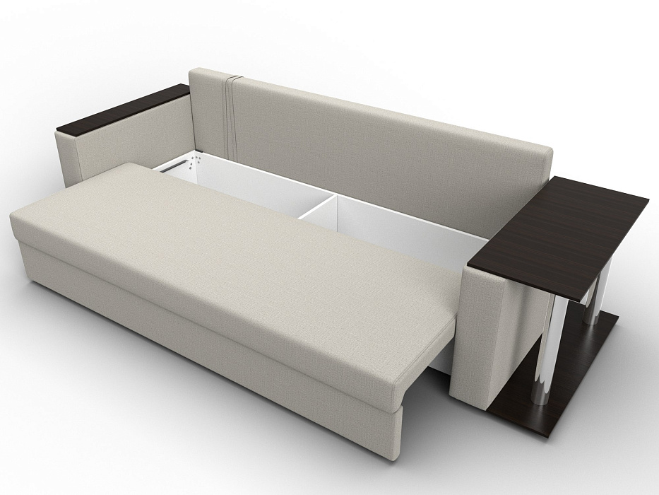 Диван прямой Атланта со столом справа (амур 02 бежевый)