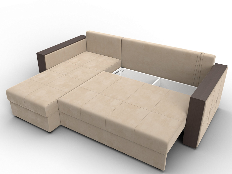 Диван угловой Валенсия Лайт левый угол (seven 729 бежевый)