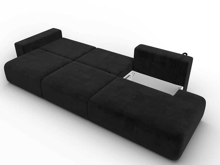 Диван прямой Лига-036 НПБ Модерн Лонг подлокотник слева (черный)