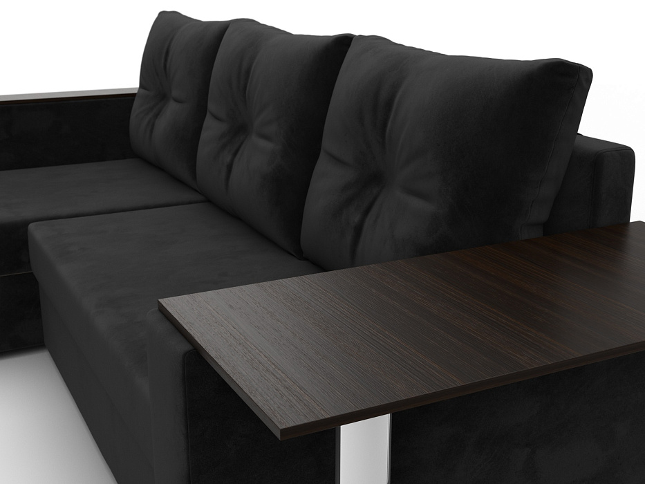 Диван угловой Атланта со столом левый угол (seven 35 черный)