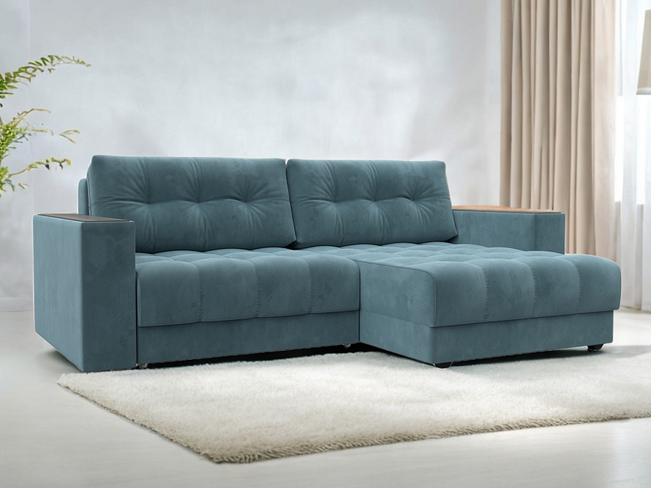 Диван угловой с декором Лига-049 НПБ (seven 113 бирюзовый) Диван угловой с декором Лига-049 НПБ (seven 113 бирюзовый)