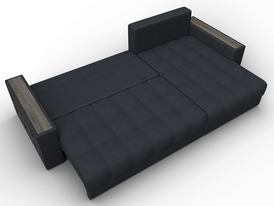 Диван угловой с декором и полкой Лига-050 НПБ (joly 16 темно-серый)