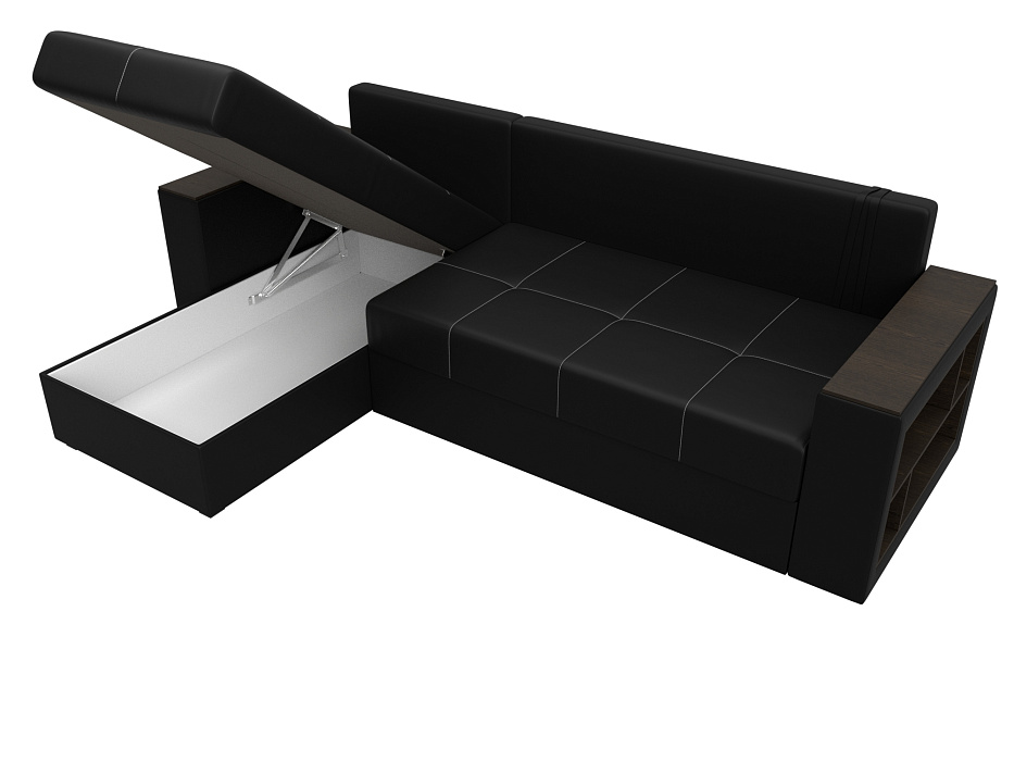 Диван угловой Дубай Лайт левый угол (черный)