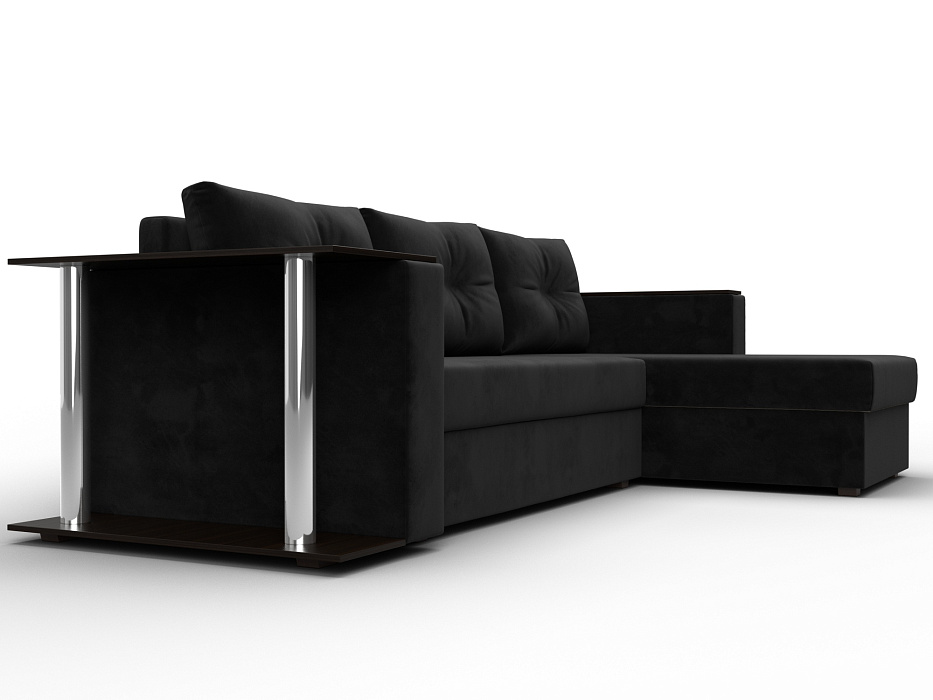 Диван угловой Атланта со столом правый угол (seven 35 черный)