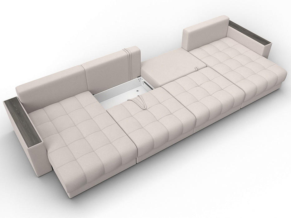 Диван П-образный с декором Лига-049 НПБ Лонг (joly 05 бежевый)