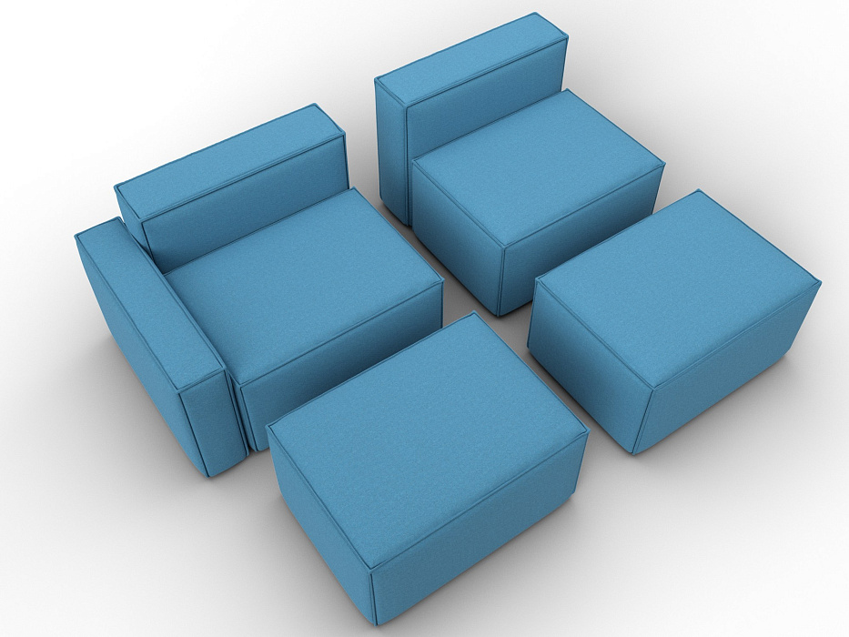 Диван угловой модульный Лига-063 угол левый (амур 10 голубой)