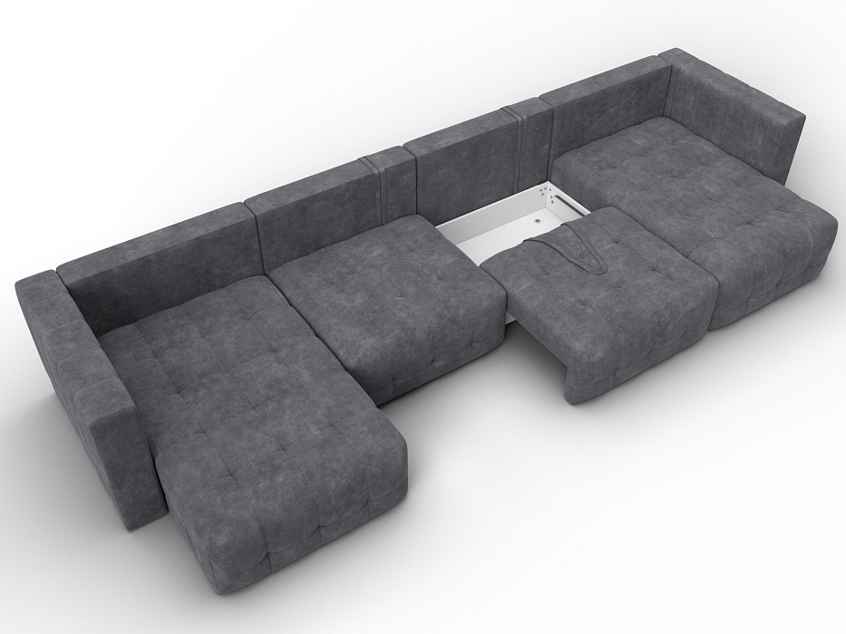 Диван П-образный Лига-052 НПБ Лонг (brut 16 темно-серый)