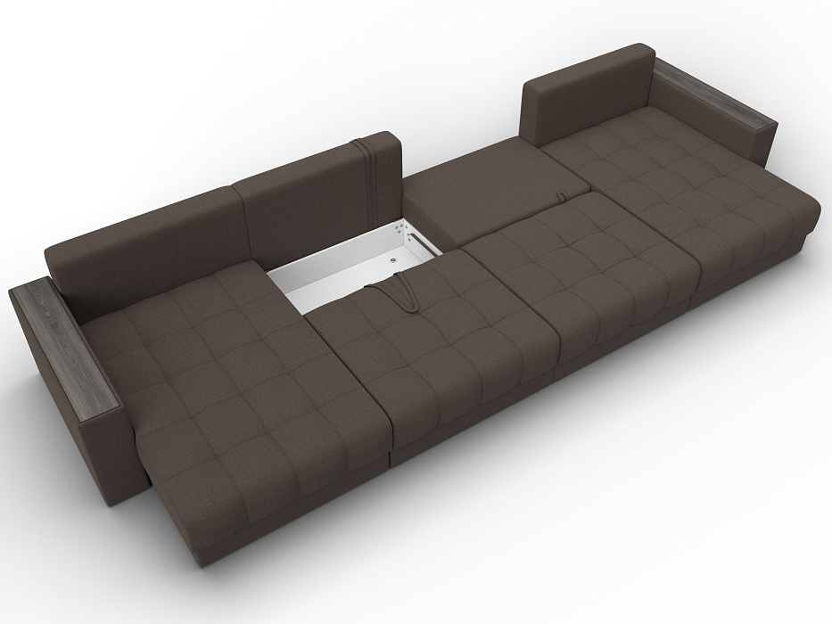 Диван П-образный с декором Лига-049 НПБ Лонг (амур 05 коричневый)