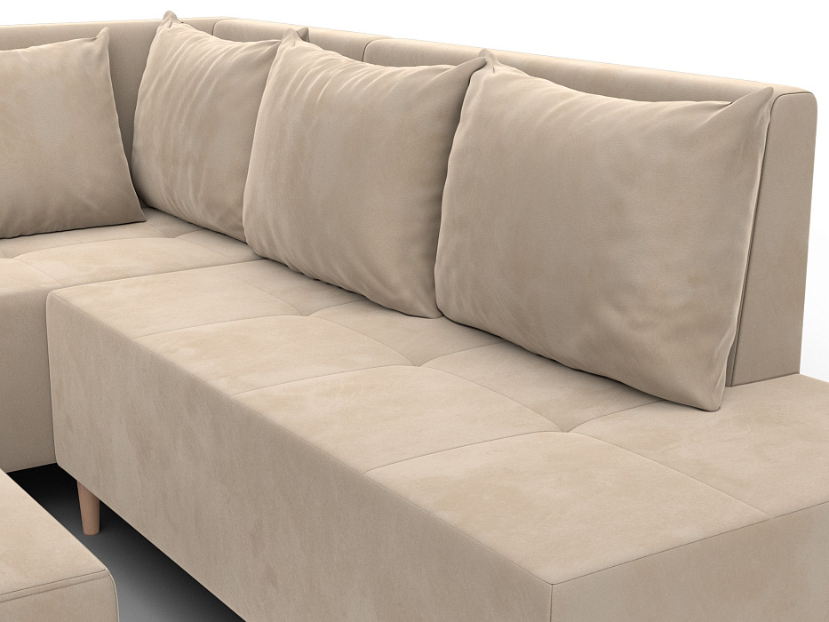 Диван угловой модульный с пуфом Лига-126 угол левый (seven 729 бежевый)